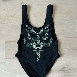Missguided Floral Embroidered Swimsuit